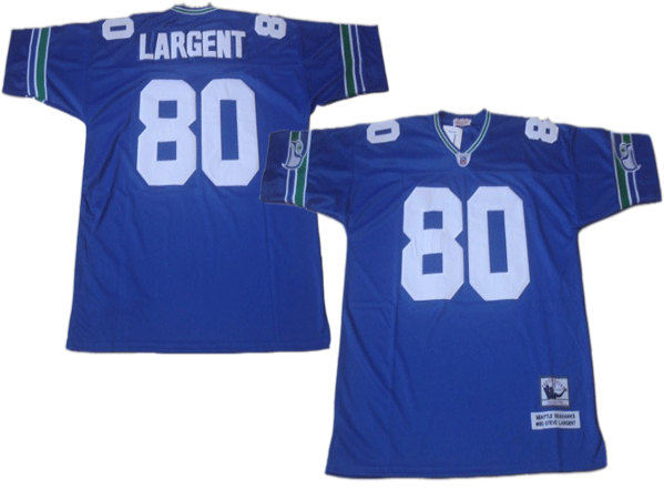 Mitchell&Ness Seattle Seahawks #80 Steve Largent  Blue Throwback Jersey