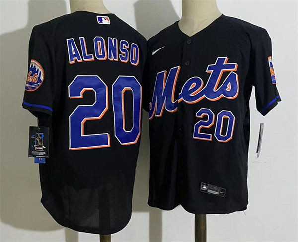 Mens New York Mets #20 Pete Alonso Nike 2022 Black Alternate Player Jersey