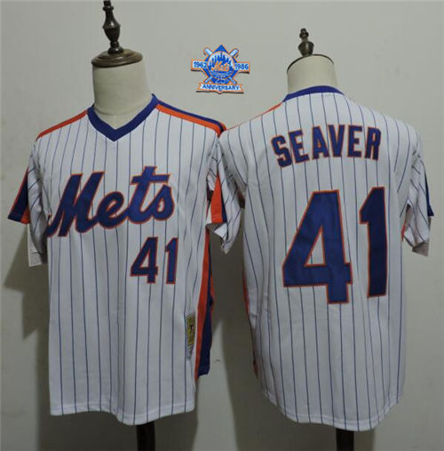 Men's New York Mets #41 Tom Seaver 1969 White Throwback Vintage Pullover Cooperstown Baseball Jersey