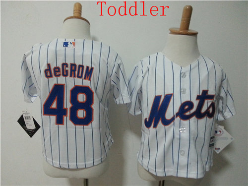 Toddler New York Mets #48 Jacob deGrom White Home 2015 Cool Base Jersey