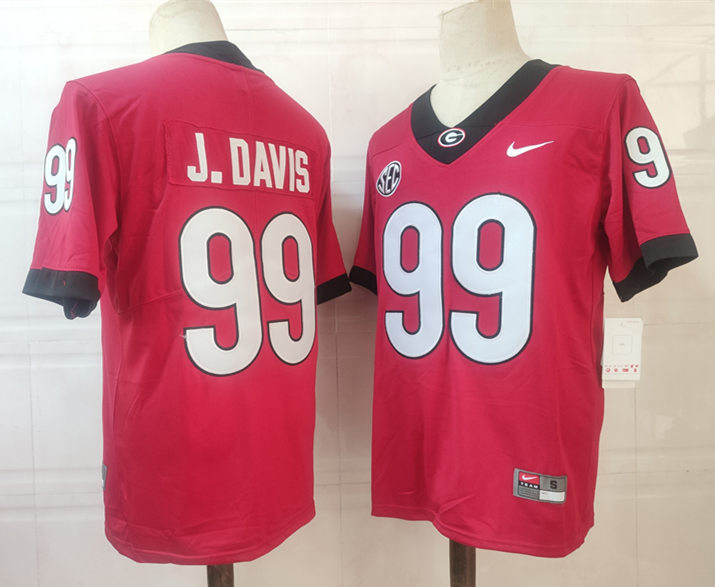Mens Georgia Bulldogs #99 Jordan Davis Nike Red College Football Game Jersey