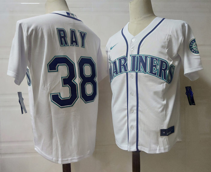Mens Seattle Mariners #38 Robbie Ray Nike White Home Cool Base Jersey