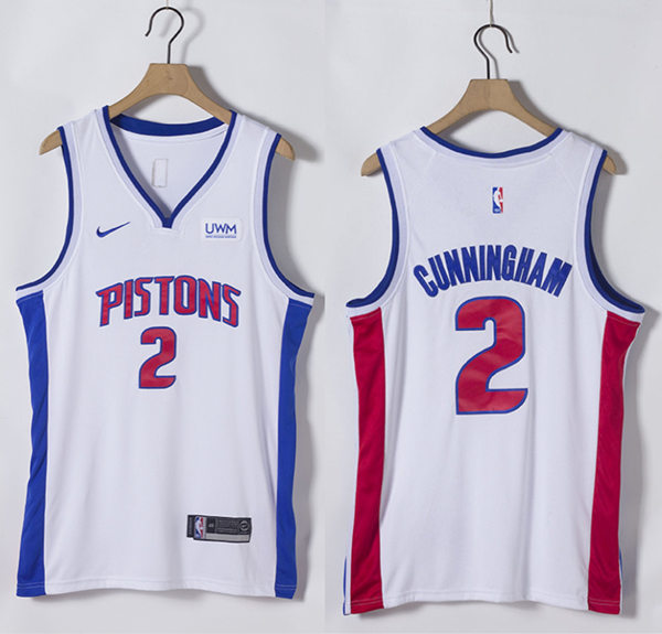 Mens Detroit Pistons #2 Cade Cunningham Nike White Association Edition Swingman Jersey