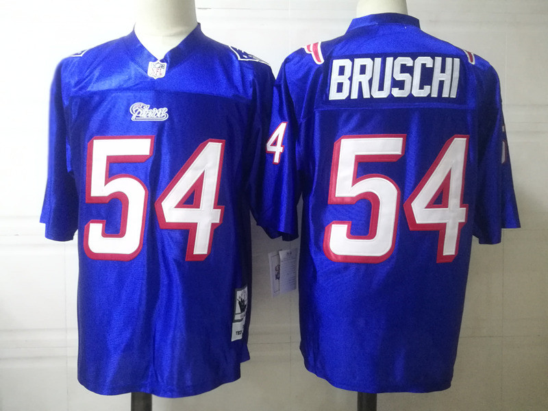 Men's New England Patriots #54 Tedy Bruschi Royal 1997 Mitchell & Ness Throwback Vintage Football Jersey