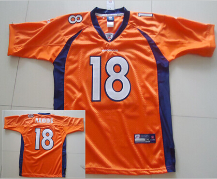 Mens Reebok NFL Jersey Denver Broncos #18 Peyton Manning Orange