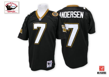Mens New Orleans Saints #7 Morten Andersen Black Mitchell & Ness Throwback Football Jersey