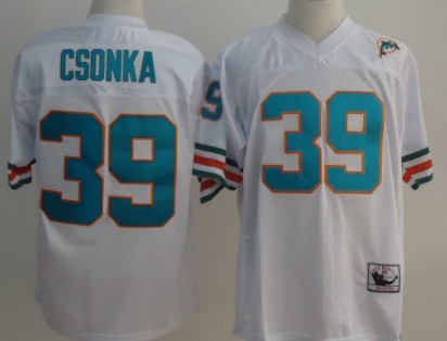 Mens Mitchell&Ness Throwback NFL Jersey Miami Dolphins #39 Larry Csonka White 