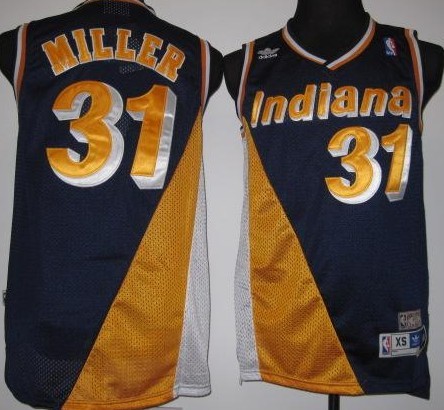 Indiana Pacers #31 Reggie Miller Navy Blue With Yellow Throwback Swingman Jersey