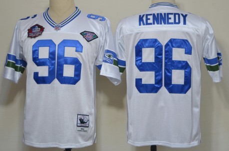 Mitchell&Ness Seattle Seahawks #96 Cortez Kennedy 2012 Hall of Fame White Throwback Jersey