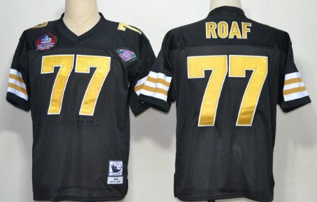 Men's Mitchell&Ness New Orleans Saints #77 Willie Roaf 2012 Hall of Fame Black Throwback 75TH Jersey