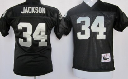 Kid's Oakland Raiders #34 Bo Jackson Black Throwback Jersey