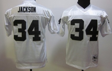Kid's Oakland Raiders #34 Bo Jackson White Throwback Jersey