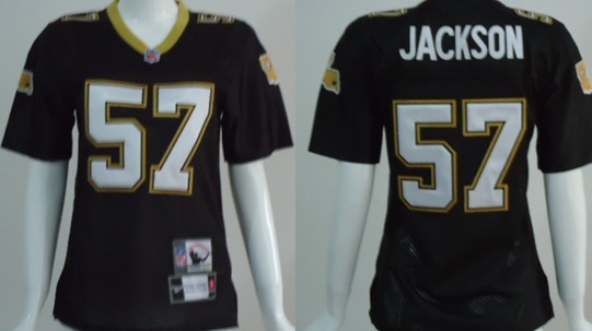 New Orleans Saints #57 Rickey Jackson Black Throwback Womens Team Jersey