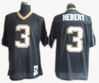 Men's New Orleans Saints #3 Bobby Hebert Black Mitchell & Ness Throwback Football Jersey
