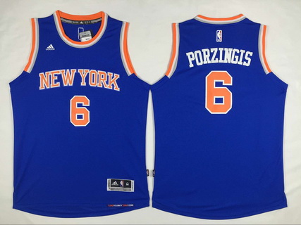 Men's New York Knicks #6 Kristaps Porzingis Revolution 30 Swingman 2015-16 New Blue Jersey