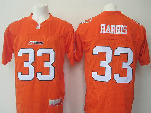 Men's BC Lions #33 Andrew Harris Orange Team Color CFL Reebok Jersey