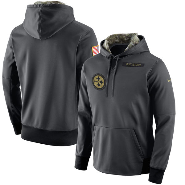 Men's Pittsburgh Steelers Nike Anthracite 2016 Salute to Service NFL Player Performance Hoodie