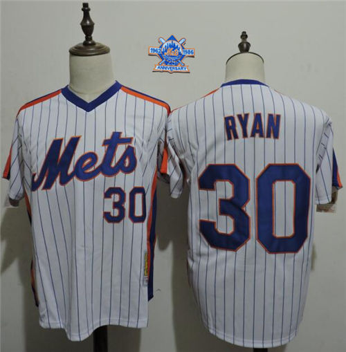 Men's New York Mets Throwback Player #30 Nolan Ryan  White Pullover Baseball Jersey