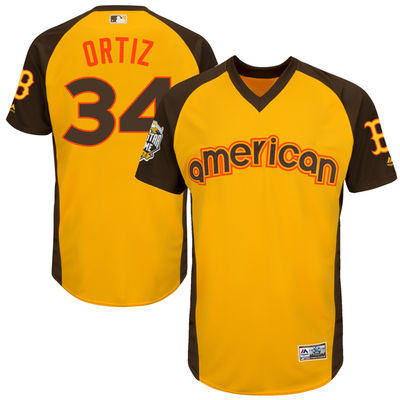 Men's Boston Red Sox David Ortiz Majestic Yellow 2016 MLB All-Star Game Cool Base Batting Practice Player Jersey
