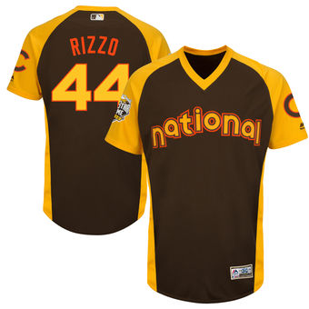 Men's Chicago Cubs Anthony Rizzo Majestic Brown 2016 MLB All-Star Game Cool Base Batting Practice Player Jersey