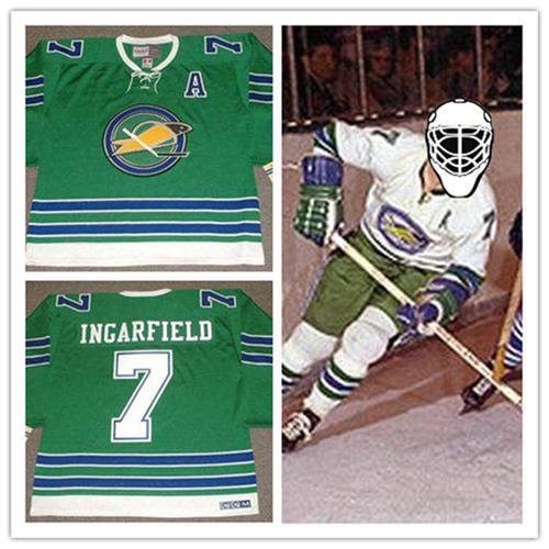Men's Oakland Seals #7 EARL INGARFIELD 1968 CCM Vintage Throwback Home Green Jersey