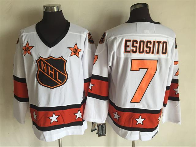 Men's NHL 1972-81 All-Star Jersey #7 Phil Esposito White CCM Throwback Vintage Hockey Jersey