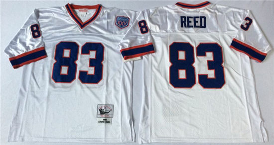 Men's Buffalo Bills #83 Andre Reed White Mitchell & Ness Throwback Vintage Football Jersey