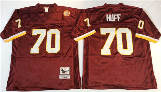 Men's Washington Redskins #70 Sam Huff Red Mitchell & Ness Throwback Vintage Football Jersey