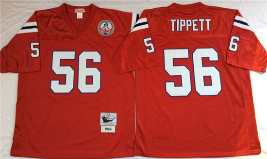 Men's New England Patriots #56 Andre Tippett Red Mitchell & Ness Throwback Vintage Football Jersey