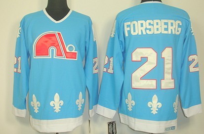 Men's Quebec Nordiques #21 Peter Forsberg Light Blue CCM Vintage Throwback Jersey