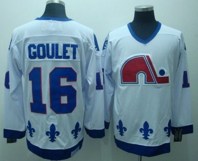 Men's Quebec Nordiques #16 Michel Goulet 1991-92 White CCM Vintage Throwback Jersey