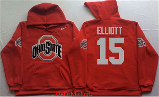 Men's Ohio State Buckeyes #15 Ezekiel Elliott Nike Red Stitched NCAA College Football Hoodie
