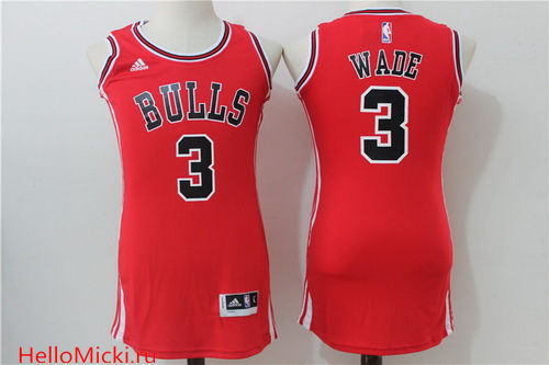 Women's Chicago Bulls #3 Dwyane Wade Red adidas NBA Dress Jersey
