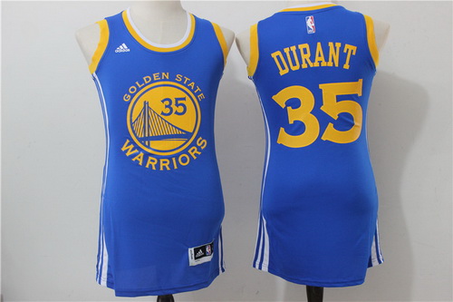 Women's Golden State Warriors #35 Kevin Durant Blue adidas NBA Dress Jersey