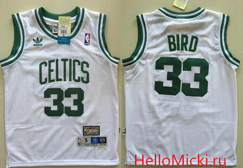 Youth Boston Celtics #33 Larry Bird White Stitched NBA adidas Swingman Jersey