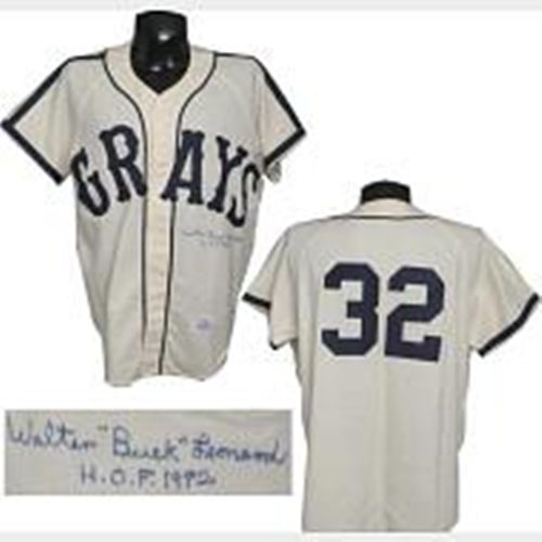 Men's USA Negro Leagues NLBM Homestead Grays #32 Buck Leonard Cream Baseball Jersey