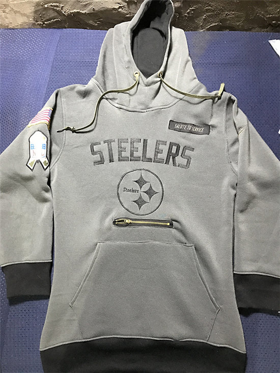 Men's Pittsburgh Steelers Nike Gray Salute to Service NFL Player Performance Hoodie