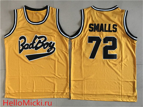 Men's The American Rapper Bad Boy #72 Biggie Smalls Yellow Swingman Basketball Jersey