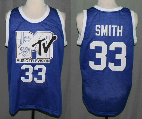 Men's The MTV 1996 Rock N' Jock B-Ball Jam Basketball Jersey 1991 Blue #33 Will Smith Jersey