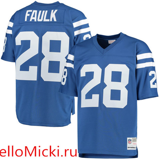 Men's Indianapolis Colts Retired Player #28 Marshall Faulk Mitchell & Ness Royal Throwback Jersey