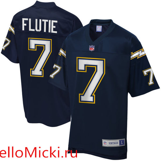 Men's San Diego Chargers Retired Player #7 Doug Flutie Mitchell & Ness Navy Blue Throwback Football Jersey