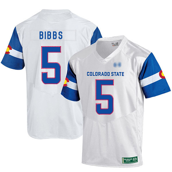 Kapri Bibbs Colorado State Rams Men's Jersey - #5 NCAA White Replica Authentic State Pride