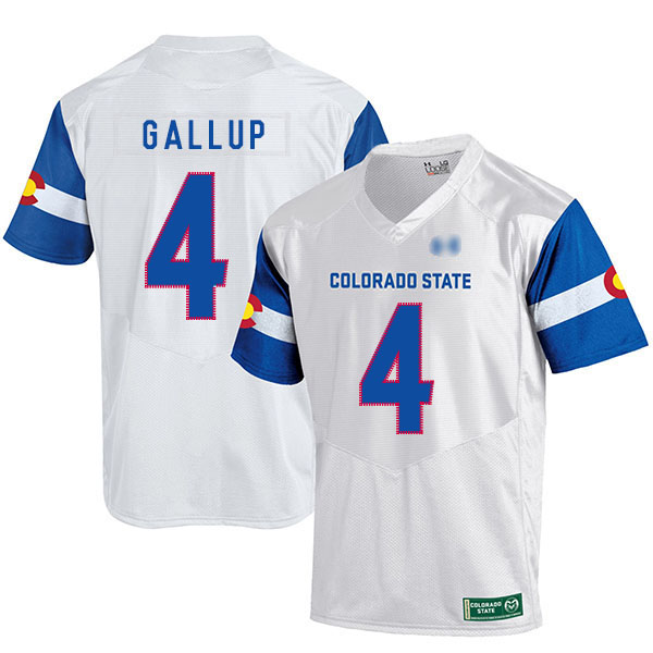 Michael Gallup Colorado State Rams Men's Jersey - #4 NCAA White Replica Authentic State Pride