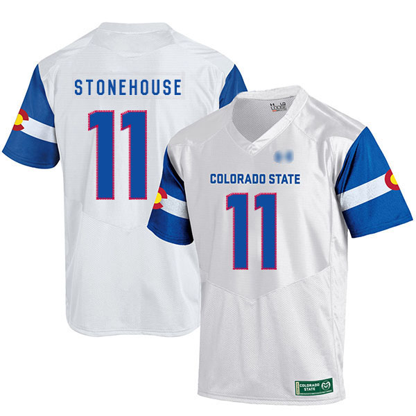 Ryan Stonehouse Colorado State Rams Men's Jersey - #11 NCAA White Replica Authentic State Pride