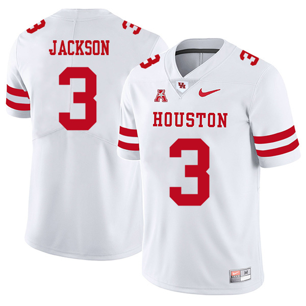 William Jackson Houston Cougars Men's Jersey - #3 NCAA White Stitched Authentic