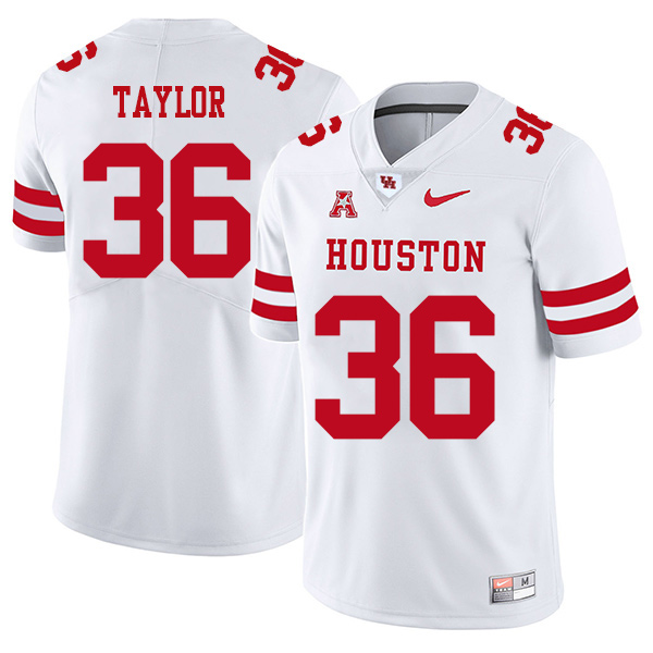 Zaire Taylor Houston Cougars Men's Jersey - #36 NCAA White Stitched Authentic