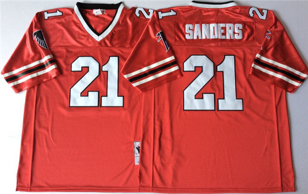 Men's Atlanta Falcons #21 Deion Sanders Mitchell & Ness Red Retired Player Football Jersey