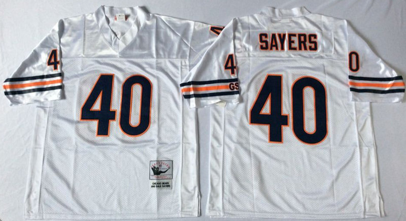 Mens Chicago Bears #40 Gale Sayers Throwback Jersey White  -small number 