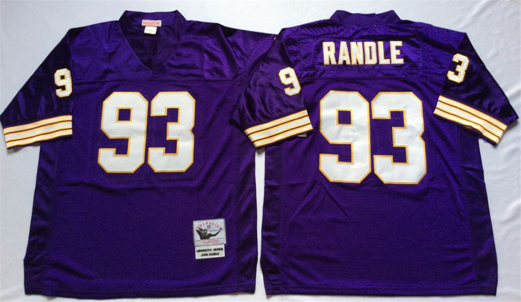 Mens Minnesota Vikings #93 John Randle Mitchell & Ness Purple Throwback Jersey