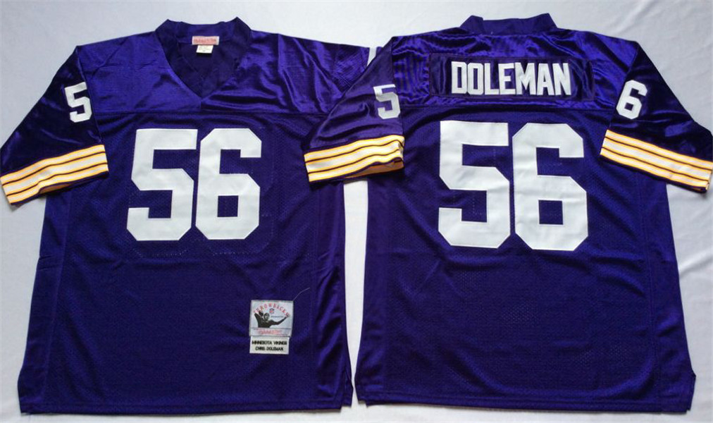Mens Minnesota Vikings #56 Chris Doleman  Purple Throwback Jersey